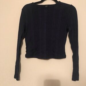 Shein Dark Blue Cropped Lightweight Sweater